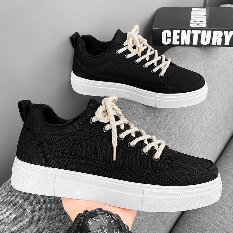

Canvas men s shoes 2025 new winter velvet cotton shoes niche versatile sports and leisure board shoes 44