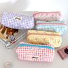Cute Color Blocking Checkered Pencil Case, Girls' Stationery Storage Bag, Large Capacity Cosmetics and Miscellaneous Storage Bag