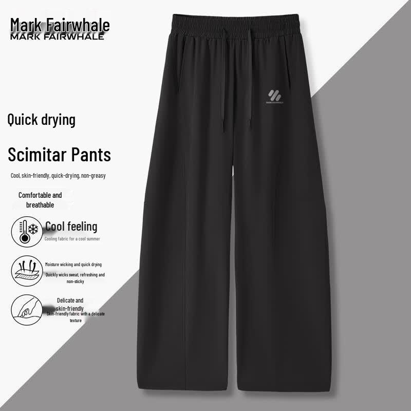 Mark Fairwhale Men s 2026 Summer Ice Silk Quick-Dry Curved Blade Casual Pants XL
