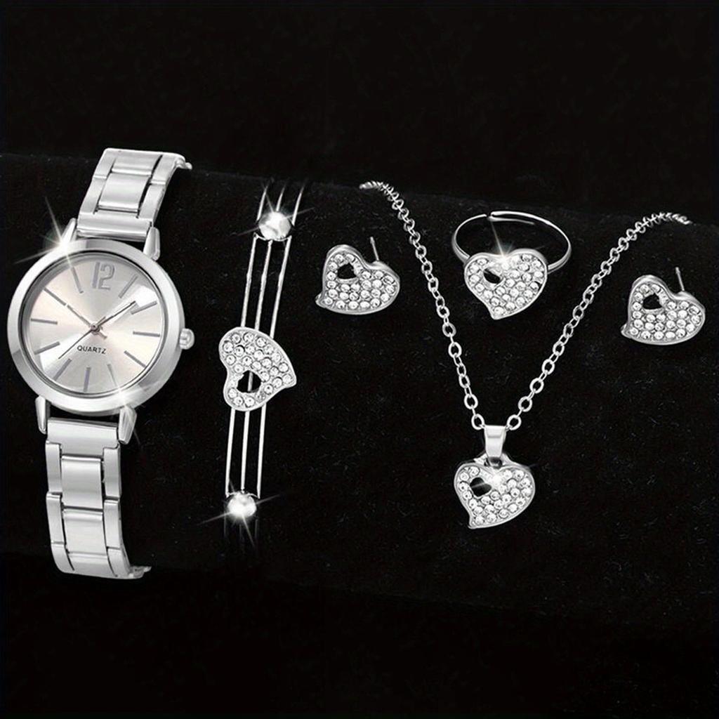 1set-Fashion Promise: Ladies' Gold Strap Quartz Watch Jewelry Set Meets Elegant Time (No Box)