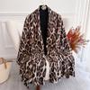 Winter Warm Cashmere Scarf for Women Thick Shawl Wraps Pashmina Leopard Print Neckerchief Bufanda Female Tassel Echarpe Poncho