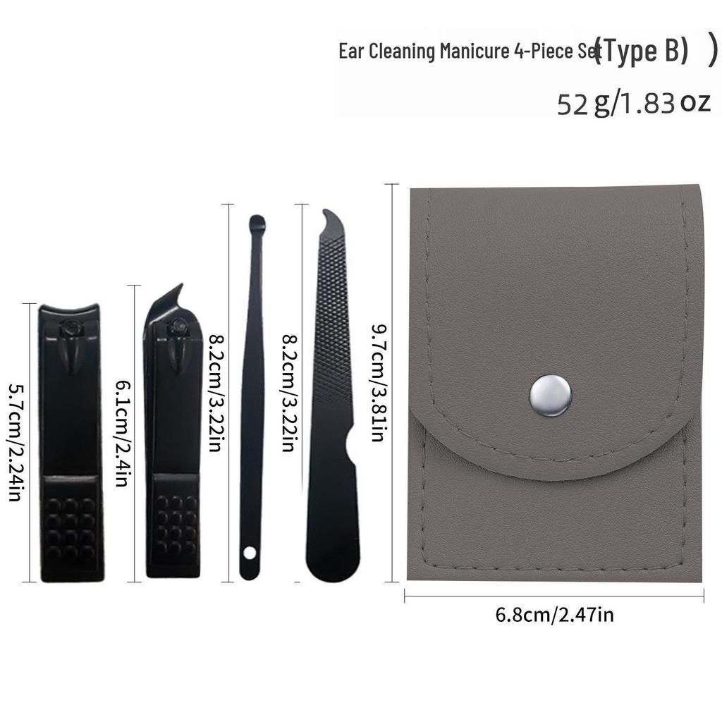 Nail Clipper & Angled File Set with Ear Pick - Manicure Tools for Women
