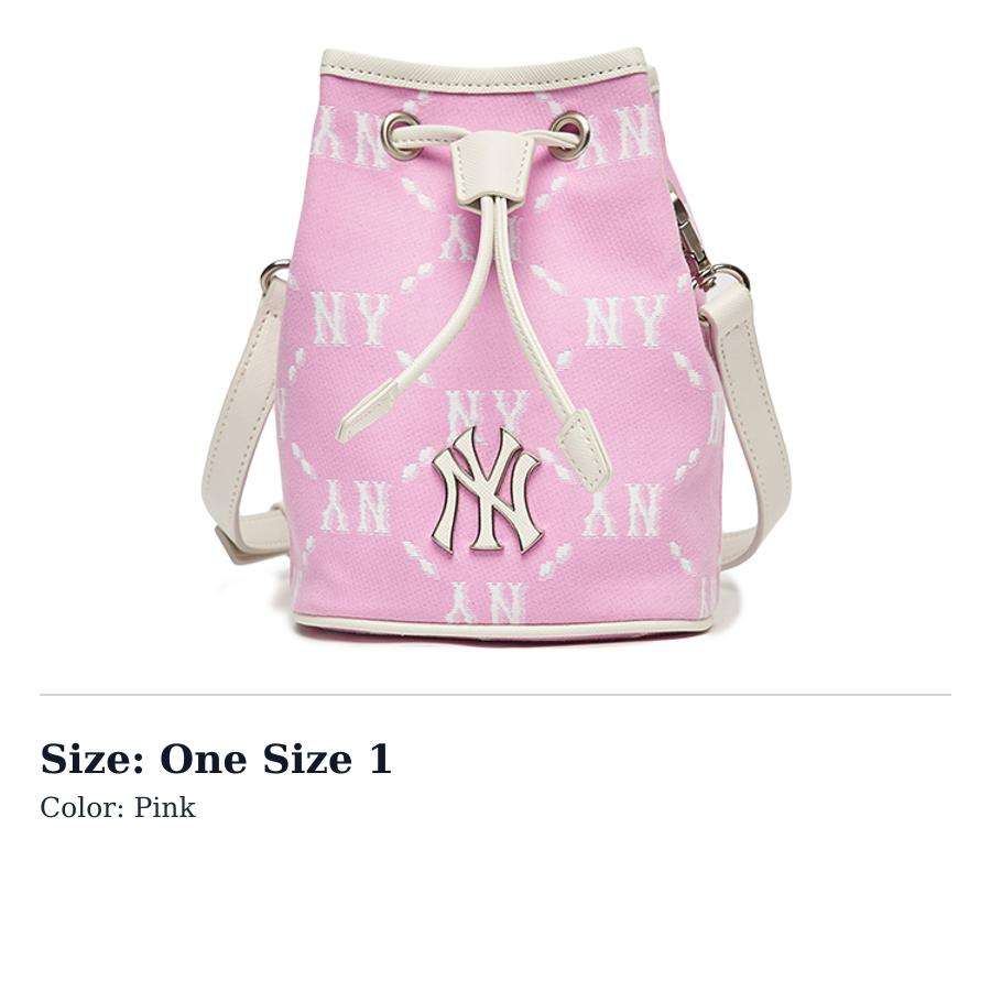 MLB Monogram Collection Polyester Bucket Bag, Shoulder Bag, Crossbody Bag Mini Unisex Pink 3ABMS022N-50PKS One Size 1