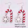 Santa Claus & Snowflake Candy Cane Wood Earrings - Festive Spliced Jewelry for Christmas Eve Parties