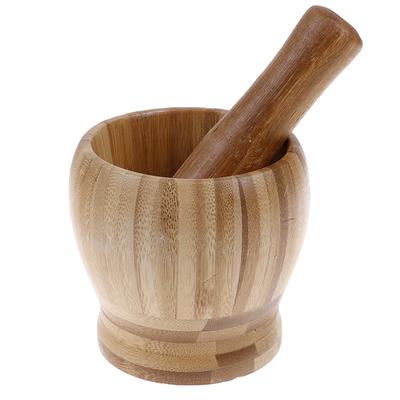 Wooden Mortar And Pestle Set Garlic Pugging Pot Herb Mill Crusher Grinding Bowl