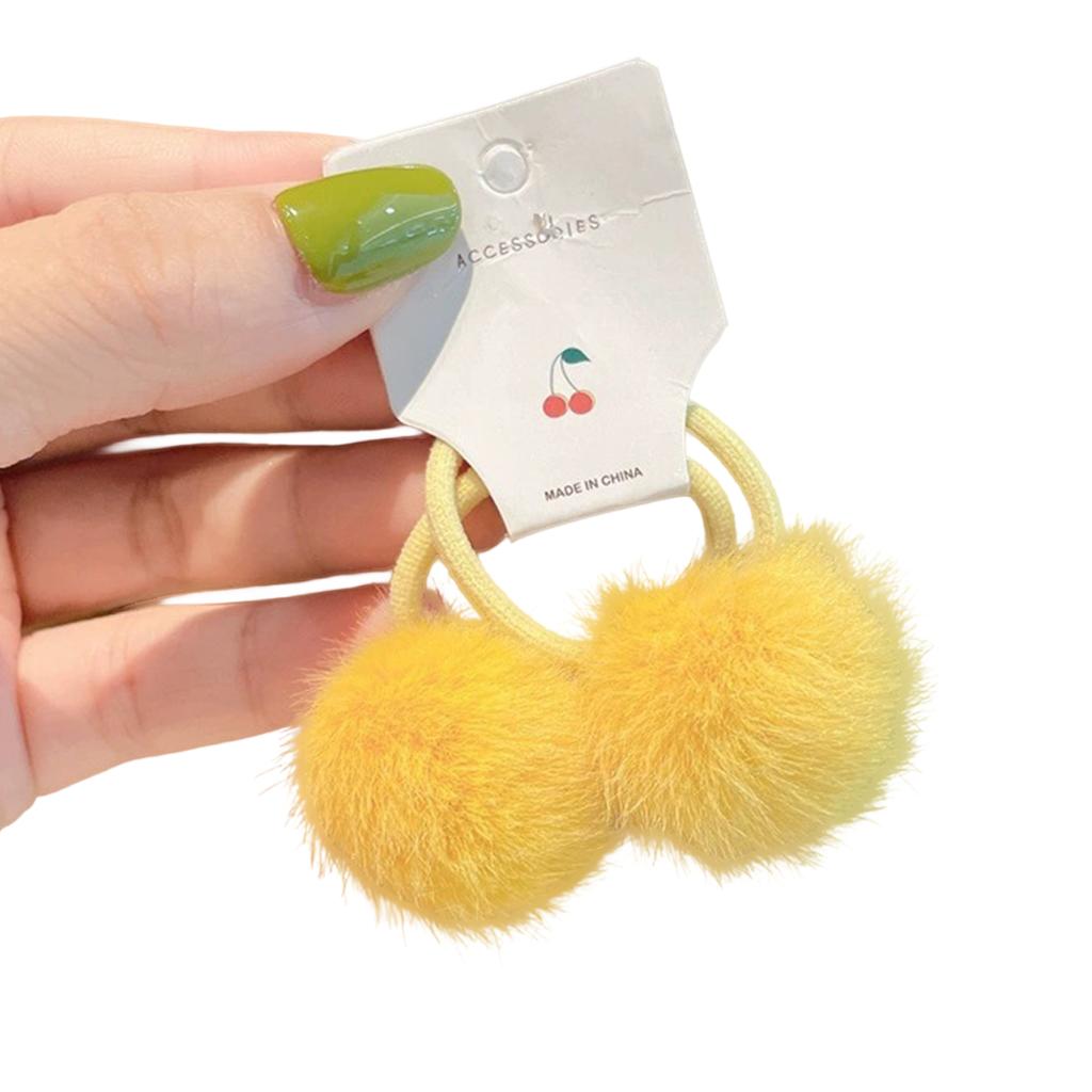 1 Pair Plush Ball Hair Rope For Girls Cute Dopamine Rubber Band Children's Small Hair Circle Meatball Head Hair Accessories