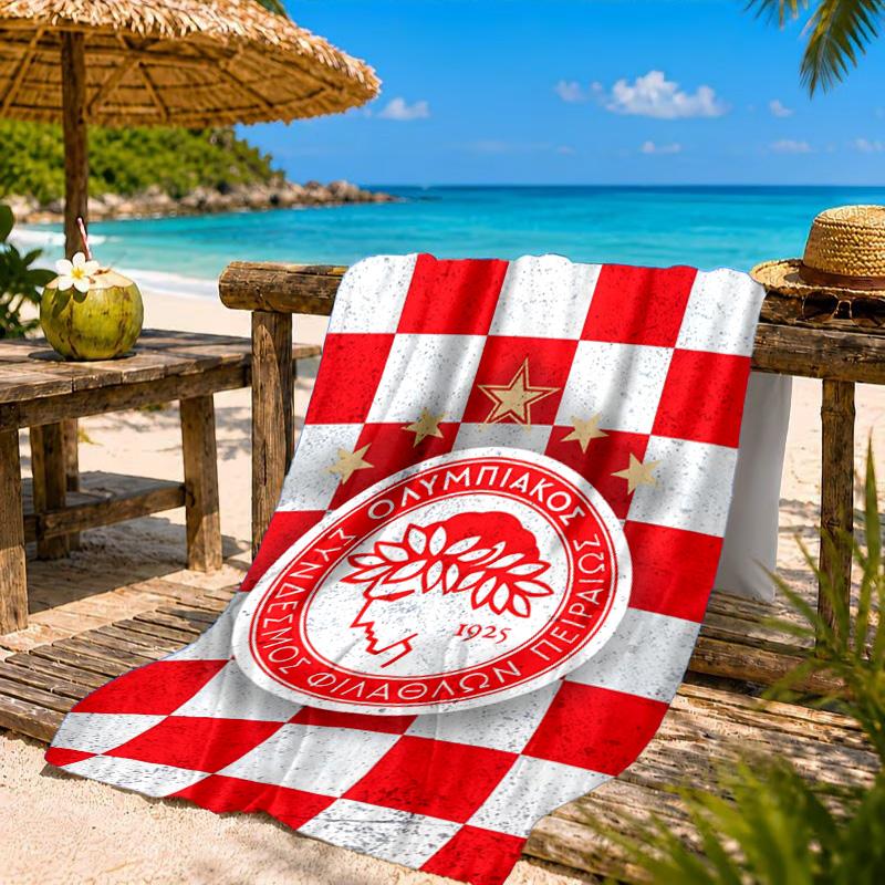 Olympiacos FC Wappen Emblem Strandtuch, Schnelltrocknend, Pflegeleicht, Geeignet für Fitness und Strandurlaub, Sport-Essential