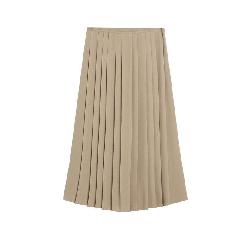 

MD Spring New Arrival Women s Clothing Fashion Style Smart Commute Style Draping Effect Long Pleated Skirt 5209923 PALE CURRY L