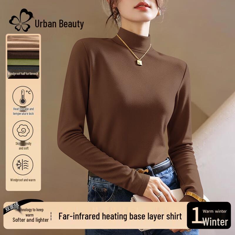 Dushi Liren Women s Fleece-Lined Mock Neck Thermal Top L
