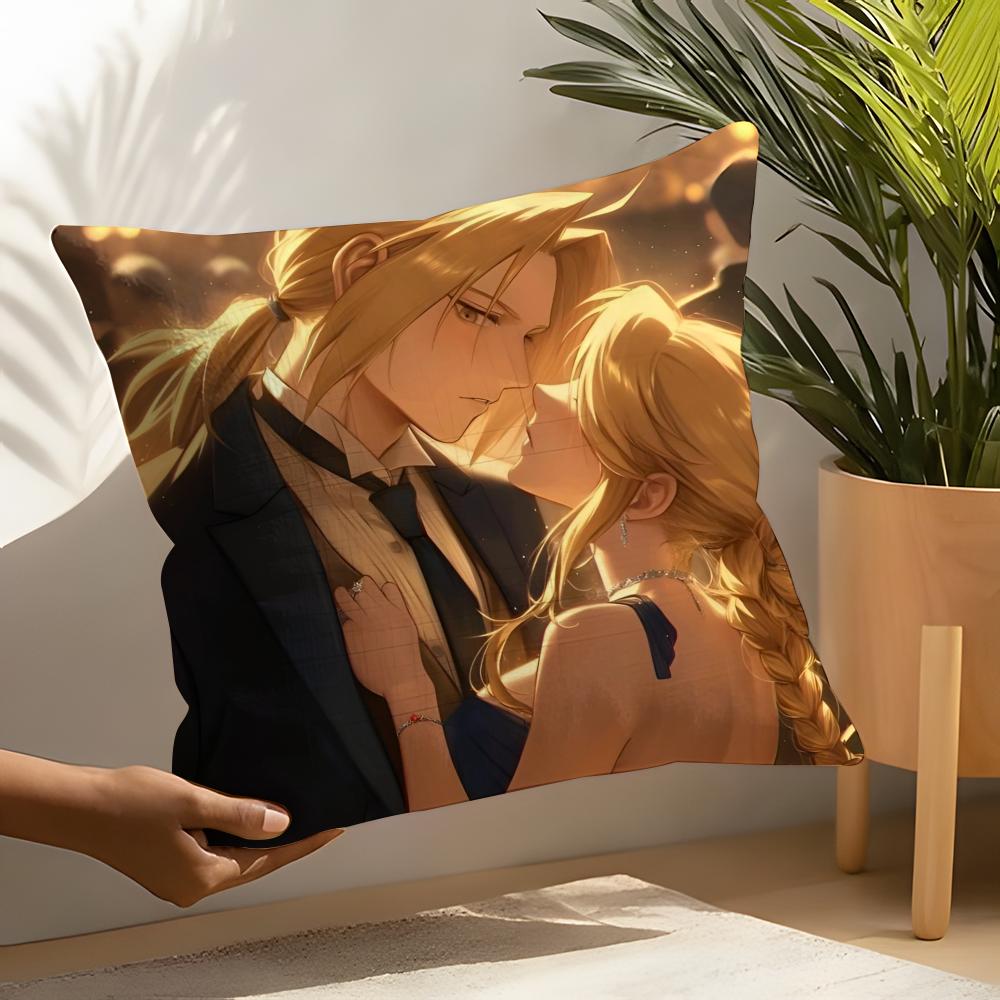 Fafullmetal Alchemist Brotherhood Pillow Case Linen Cushion Covers For Decorative Sofa Home Pillows Case Car Chair Pillows Cases