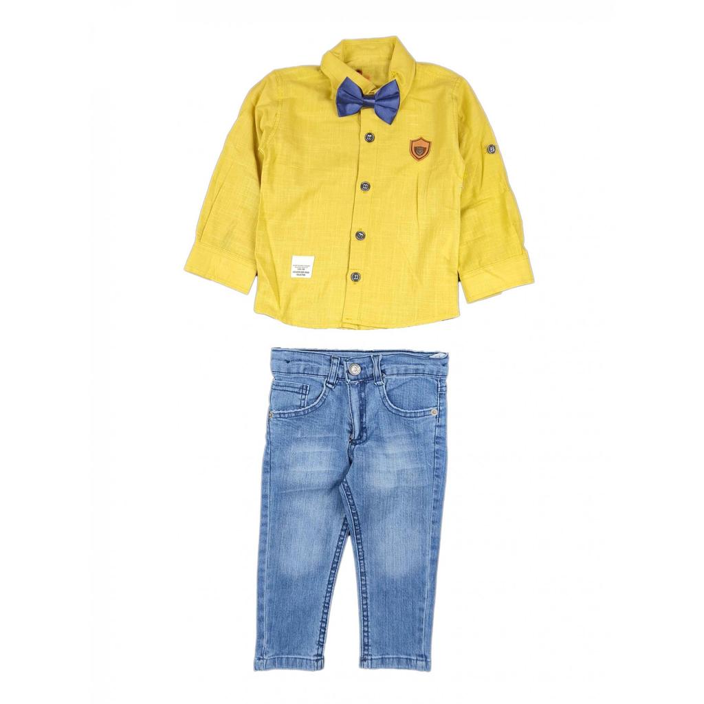 Cămașă pentru băiat, blugi, costum papion