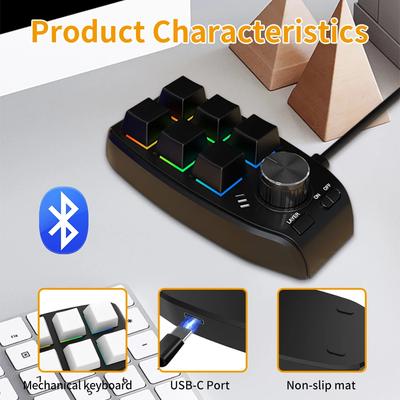 Bluetooth Programming Macro Custom Keyboard RGB 6 Key 1 Knob Copy Paste Photoshop Gaming Mini Keypad Mechanical Hotswap Macropad