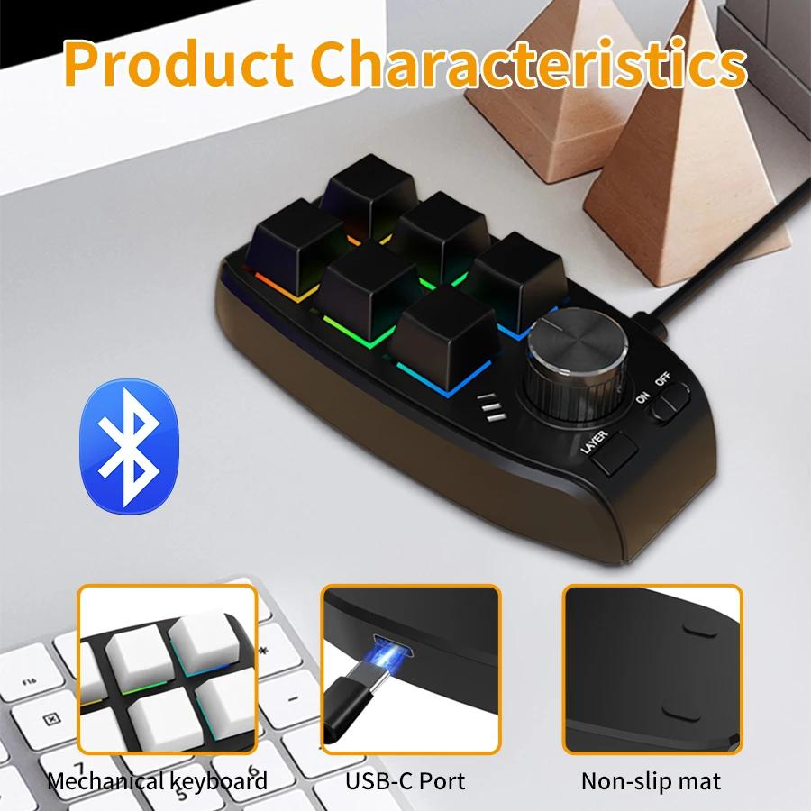 Bluetooth Programming Macro Custom Keyboard RGB 6 Key 1 Knob Copy Paste Photoshop Gaming Mini Keypad Mechanical Hotswap Macropad