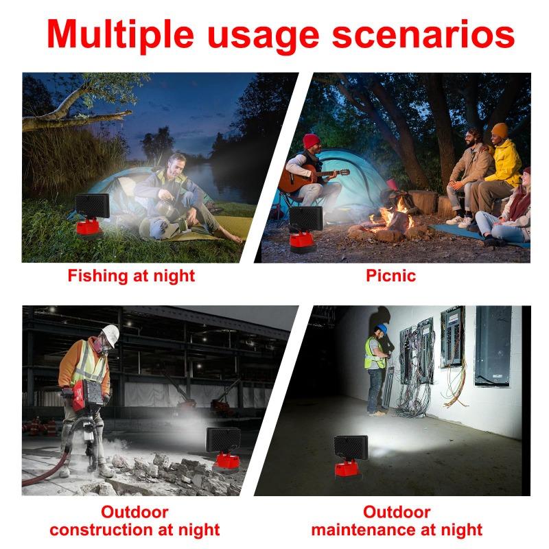 Cordless Floodlight Portable LED Work Light with Dual USB Ports for Makita/Milwaukee/DL 18V/20V Batteries for Outdoor Camping