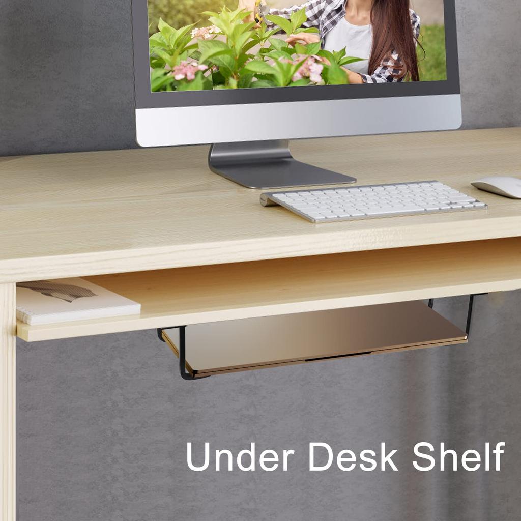 Laptop Shelf Fits Devices up to Aluminum Laptop Laptop Stand Tray for PlayStation and More Under-Desk Holder, Under-Desk Bracket, 2.7" Tall,
