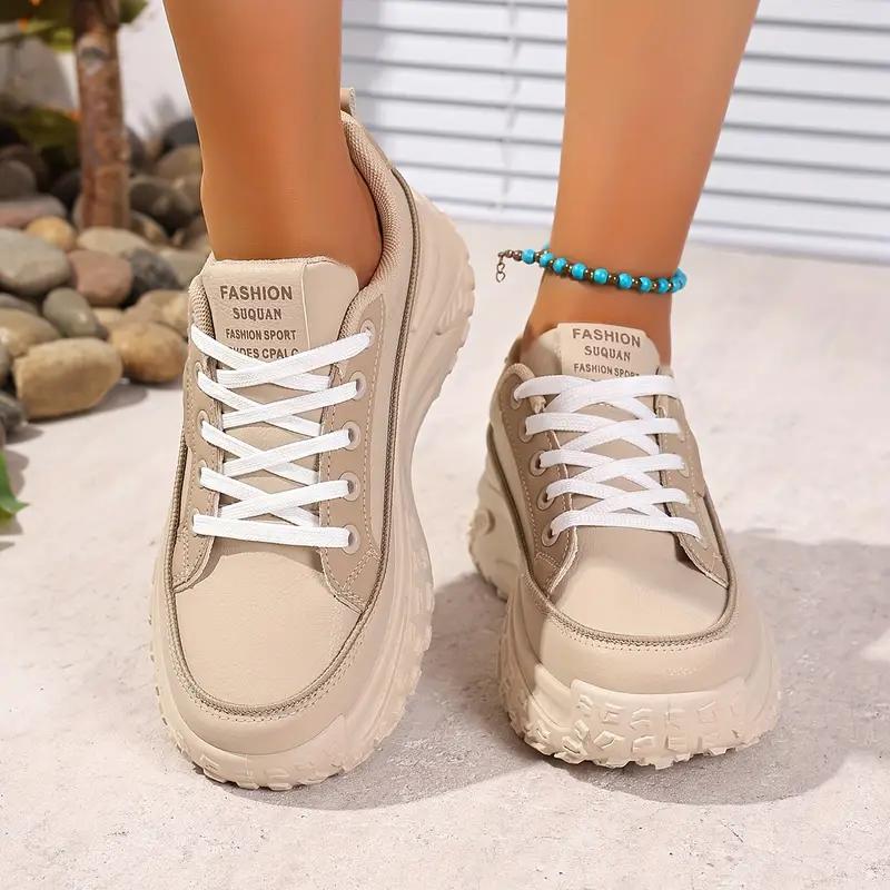 

Новые кожаные кроссовки 2025 женская обувь летняя мода студенческие повседневные толстая подошва спортивные женские туфли на платформе 41 хаки