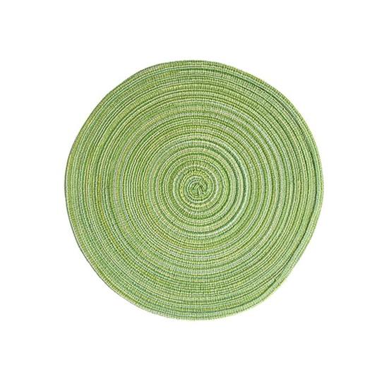 Round Woven Placemats for Table Nordic Faux Cotton Linen Yarn Coasters 18cm зелёный