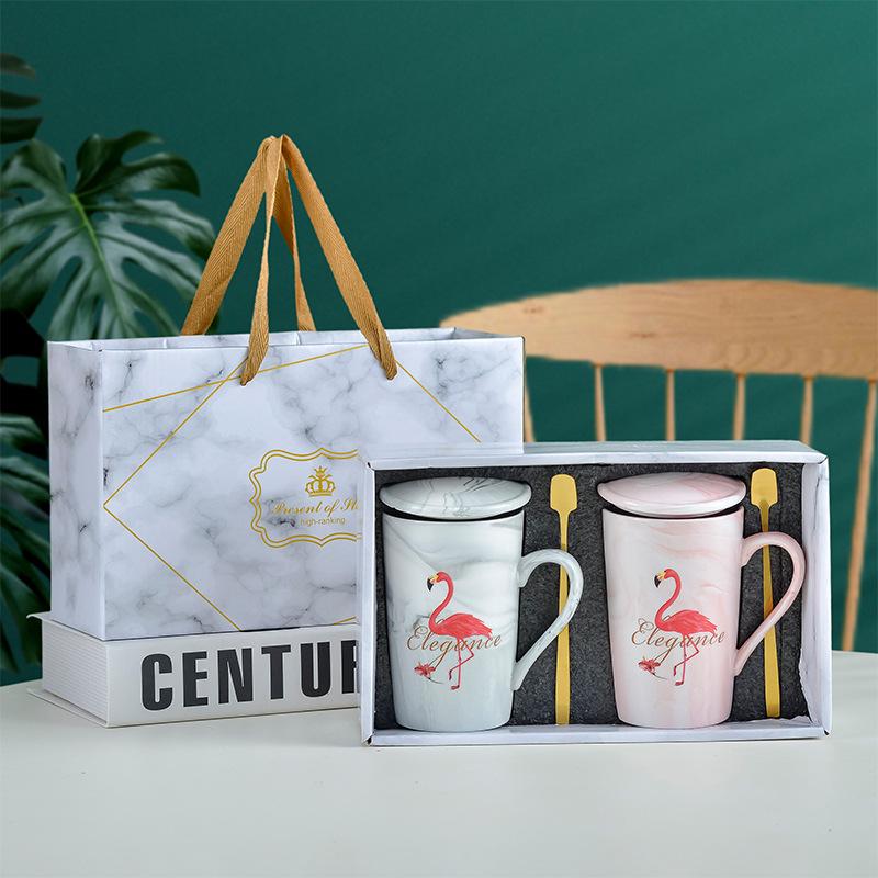 Souvenir Ceramic Couple Cup Set: Perfect for Weddings, Full Moons, Openings, or Business Gifts, with Custom Logo Printing Available.