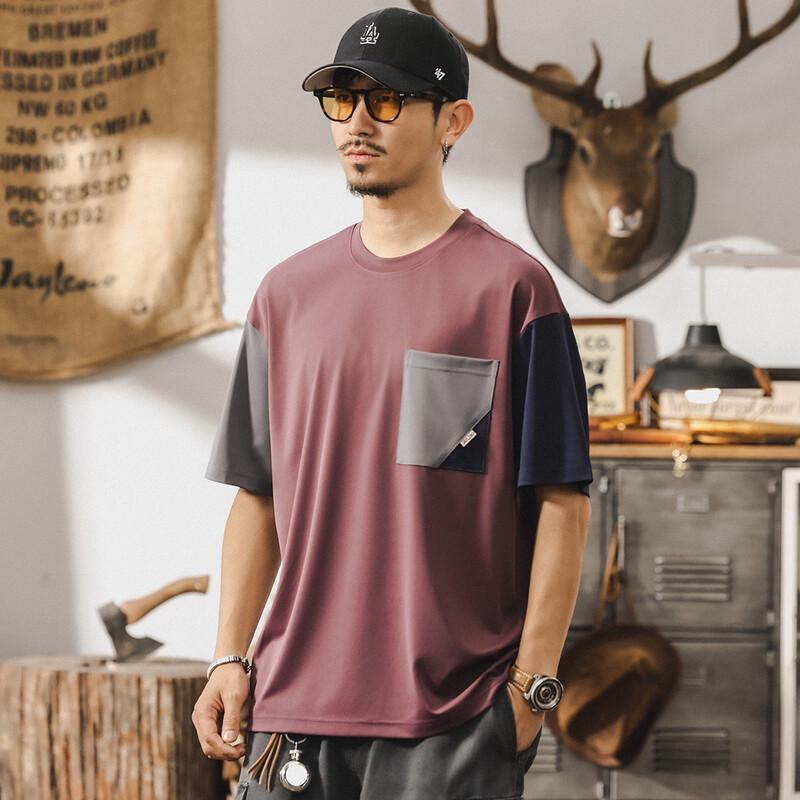 Jie Leinuo Men s Spliced Color Quick-Dry T-Shirt L