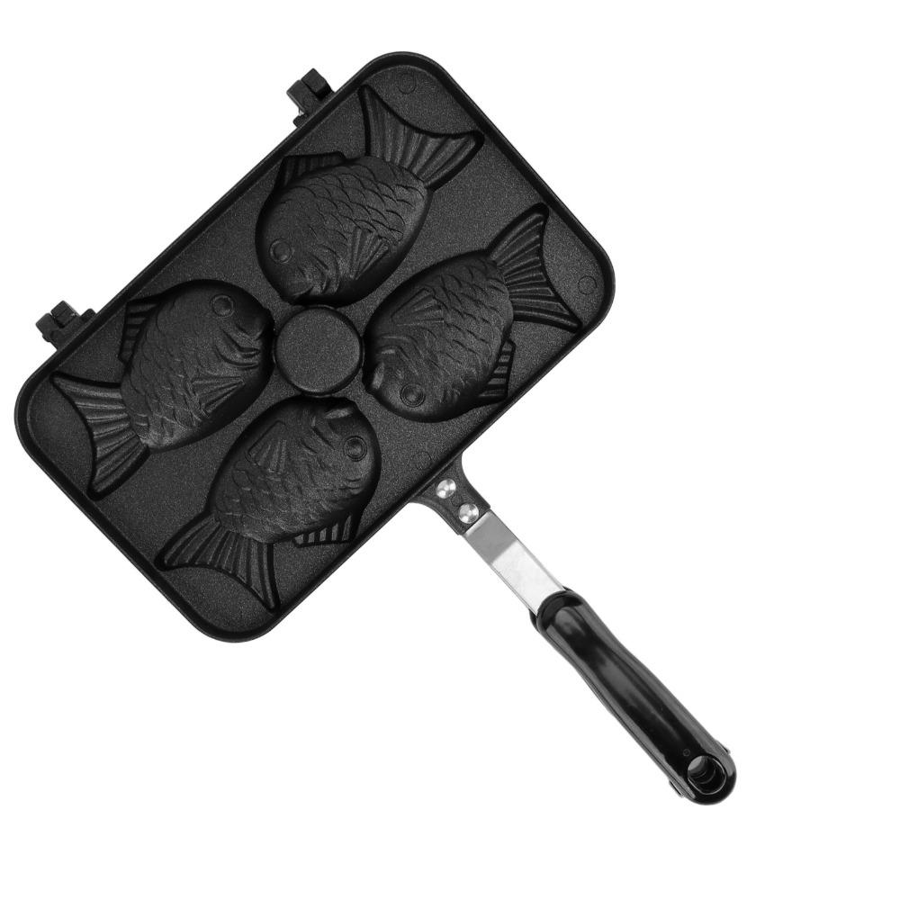 Antihaft-Taiyaki-Pfanne 4 Fächer Fischform Fischförmige Kuchenform Haushaltsküche Snack-Riegel