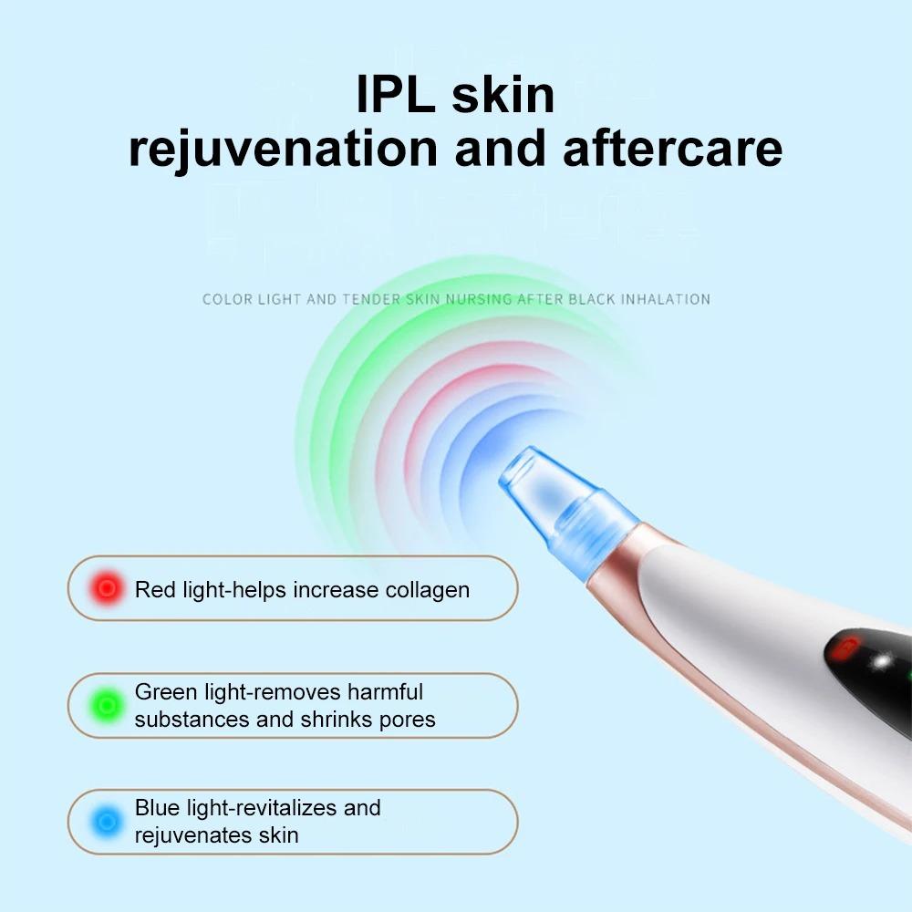 Hot Compress Electric Blackhead Remover With 6 Replacement Head Vacuum Suction Acne Tool  Women