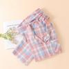 Pajamas women's pure cotton spring and summer thin unprinted plaid homewear short-sleeved trousers set loose large-size homewear