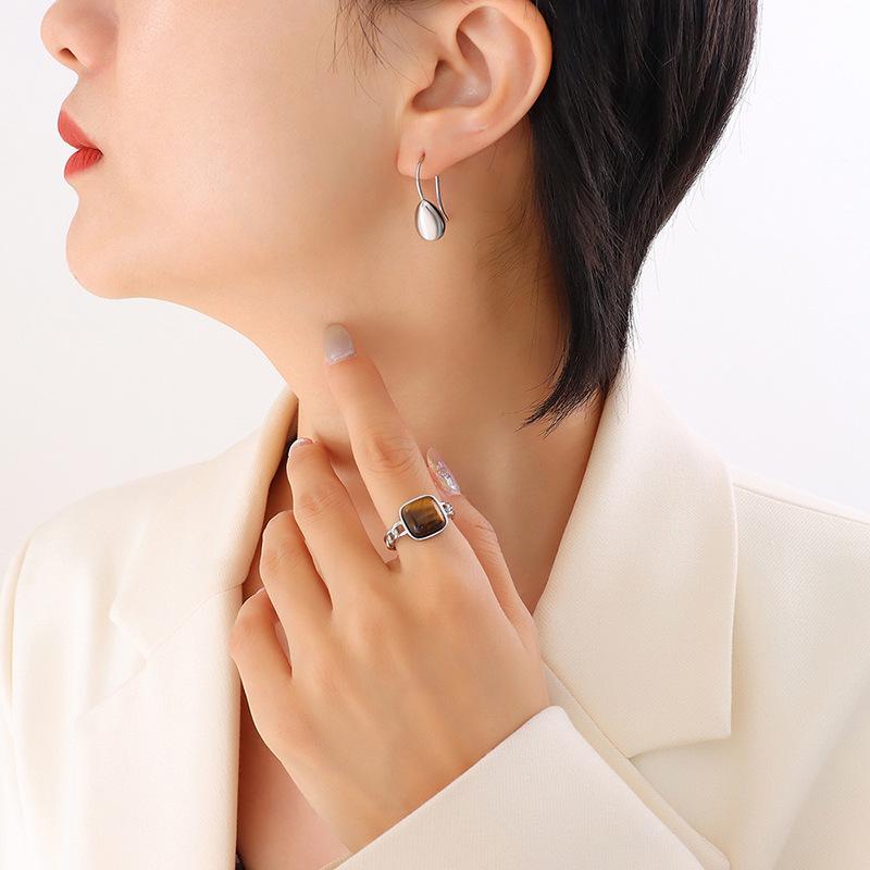 Elegant Gold-Plated Water Drop Earrings for Women - Titanium Steel, Niche Design, Colorfast Jewelry