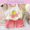 Baby Summer Cotton Sleeveless Shorts Set With Cartoon Prints For Toddler Boys And Girls