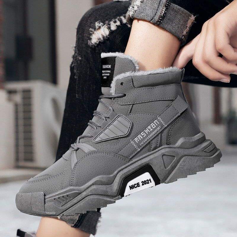 Sněhule pánské zimní sametové Martinovy boty trend korejská verze zateplené pánské zvyšující voděodolné ležérní bavlněné boty