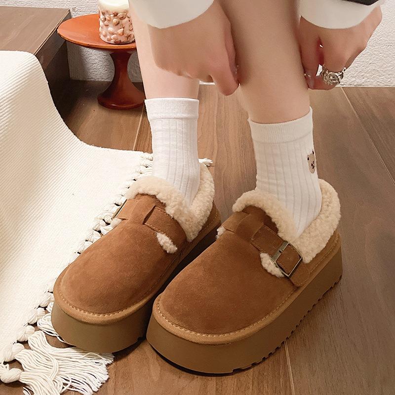 The New Thick-soled One-foot Low-top Breaded Women's Shoes and Fleece Versatile Cotton Shoes of MAO MAO Shoes