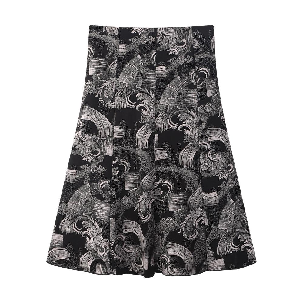 Women's Casual Printed Skirt, Floral Skirt, Trendy Temperament, A-line Skirt, Elastic Mid-length Skirt