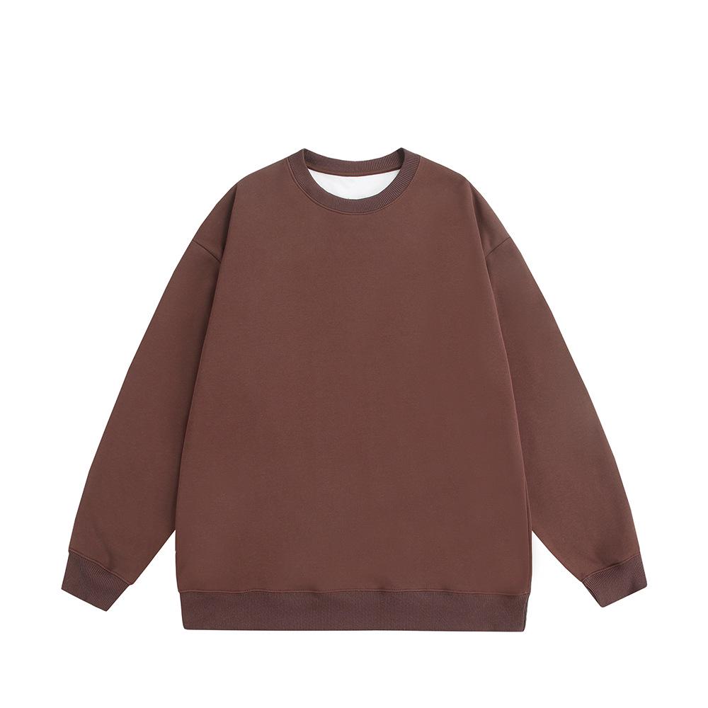 Autumn 2025 Men's Plus Size Loose Round Neck Solid Color Long Sleeve Hoodie