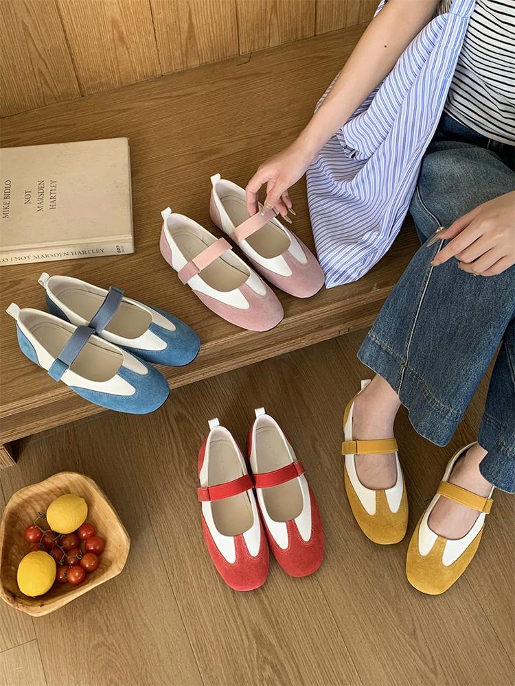 IPPEUM Red Mary Janes Shoes Women Daily Cute Ballet Flats For Girls Ballerina Sneakers Shoes