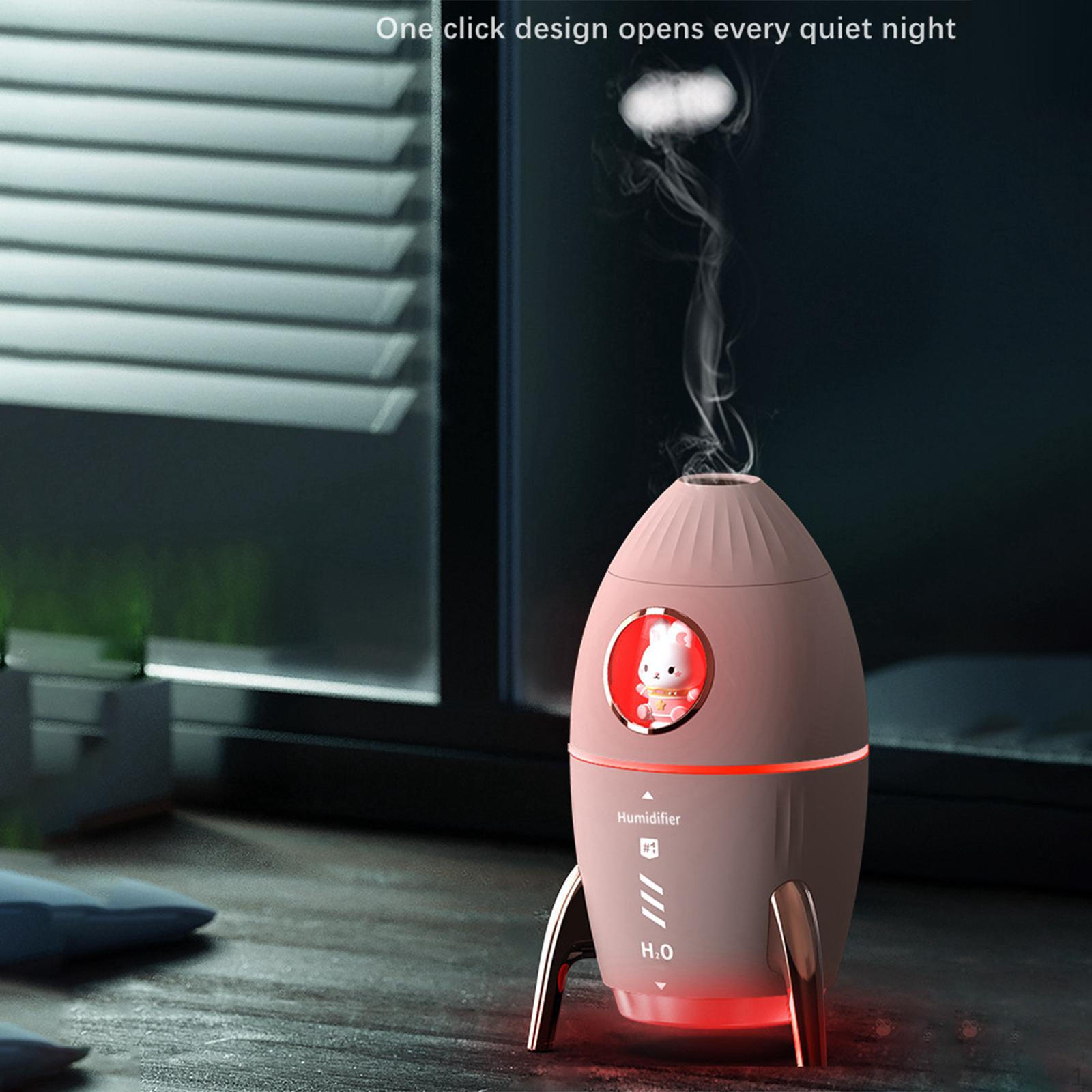 

11oz Portable Humidifier Table USB Quiet Night Light for Office Travel Dorm Home розовый