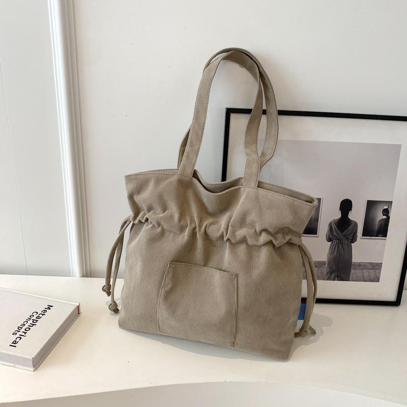 Large Capacity Drawstring Tote Bag Women's New Niche Versatile Underarm Bag Student Class Bag Shoulder Bag