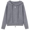 2025 Spring/Autumn Red Hooded Short Jacket for Middle-Aged Women - Petite Knitted Cardigan