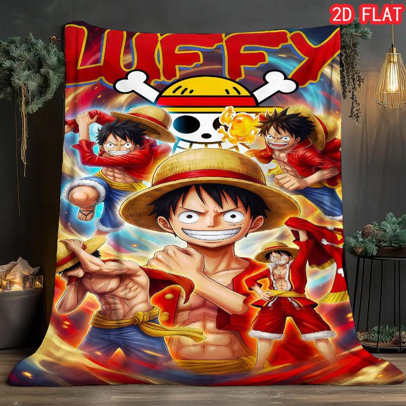 One Piece Party Flannel Blanket Lightweight Soft Warm for Theme Party Gathering THW