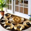 1Pcs Art Deco Golden Semi Circle Welcome Doormat Non-Slip for Outdoor Patio Porch Kitchen Bathroom Entryway Floor Mat