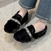 Mode Pelz Damen Baumwollschuhe Leopard Ballerinas Kurzer Plüsch Mode Stiefel Winter Warm Slipper Schuhe 2025 Gemütlich Kleid Lässig Chaussure Femme