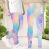 Girls Rainbow Galaxy Printed Full Length Stretch Waist Yoga Leggings