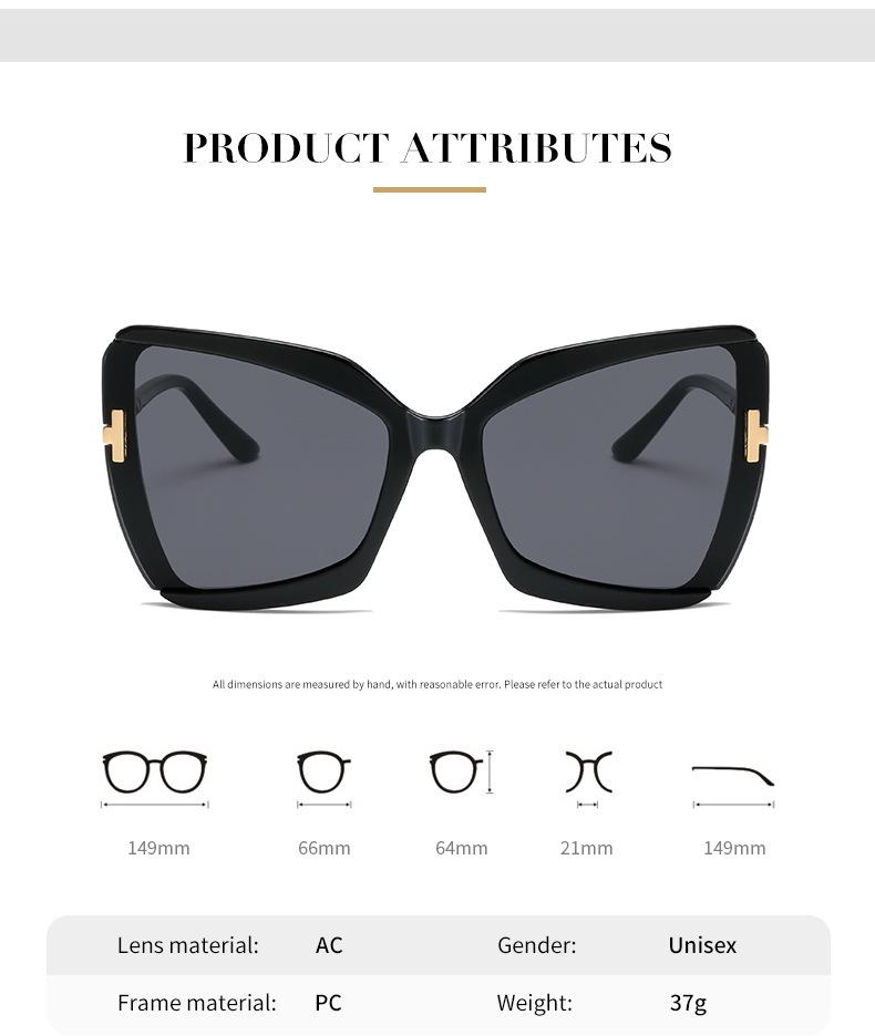 Modne europejskie i amerykańskie okulary przeciwsłoneczne z dużymi oprawkami motylkowymi do stylu ulicznego