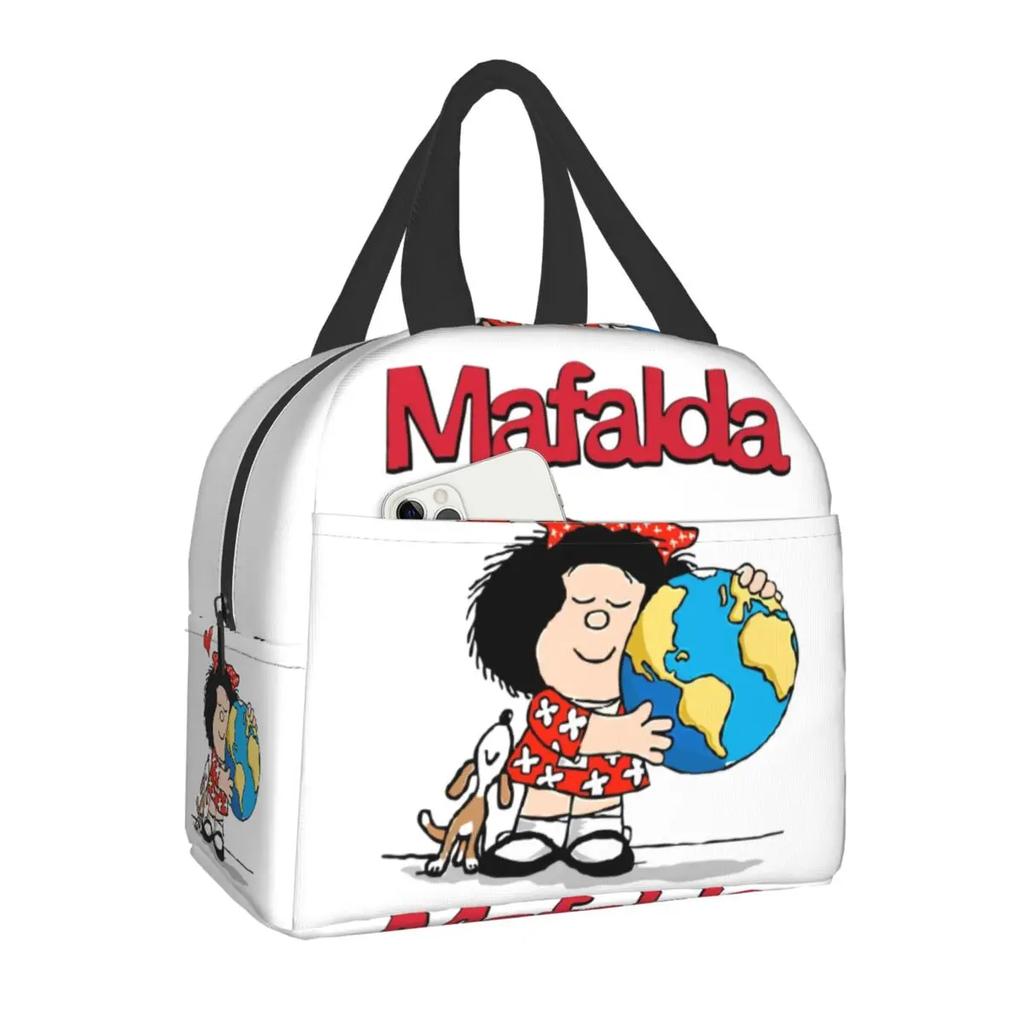 Mafalda Portable Lunch Box Quino Comic Cooler Thermal Food Insulated Lunch Bag For Women Kids School Children Multifunction Bags
