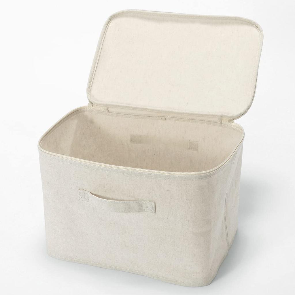 MUJI Soft 37cm x 26cm x 26cm Polyester with Item Number 12428909 Box, Medium, (W) (D) (H), Linen, Rectangular, Lid,