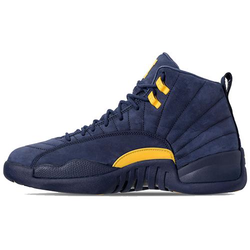Air Jordan 12 Retro 'Michigan' (Unisex) college navy / amarillo Vintage Basketball Shoes BQ3180 407