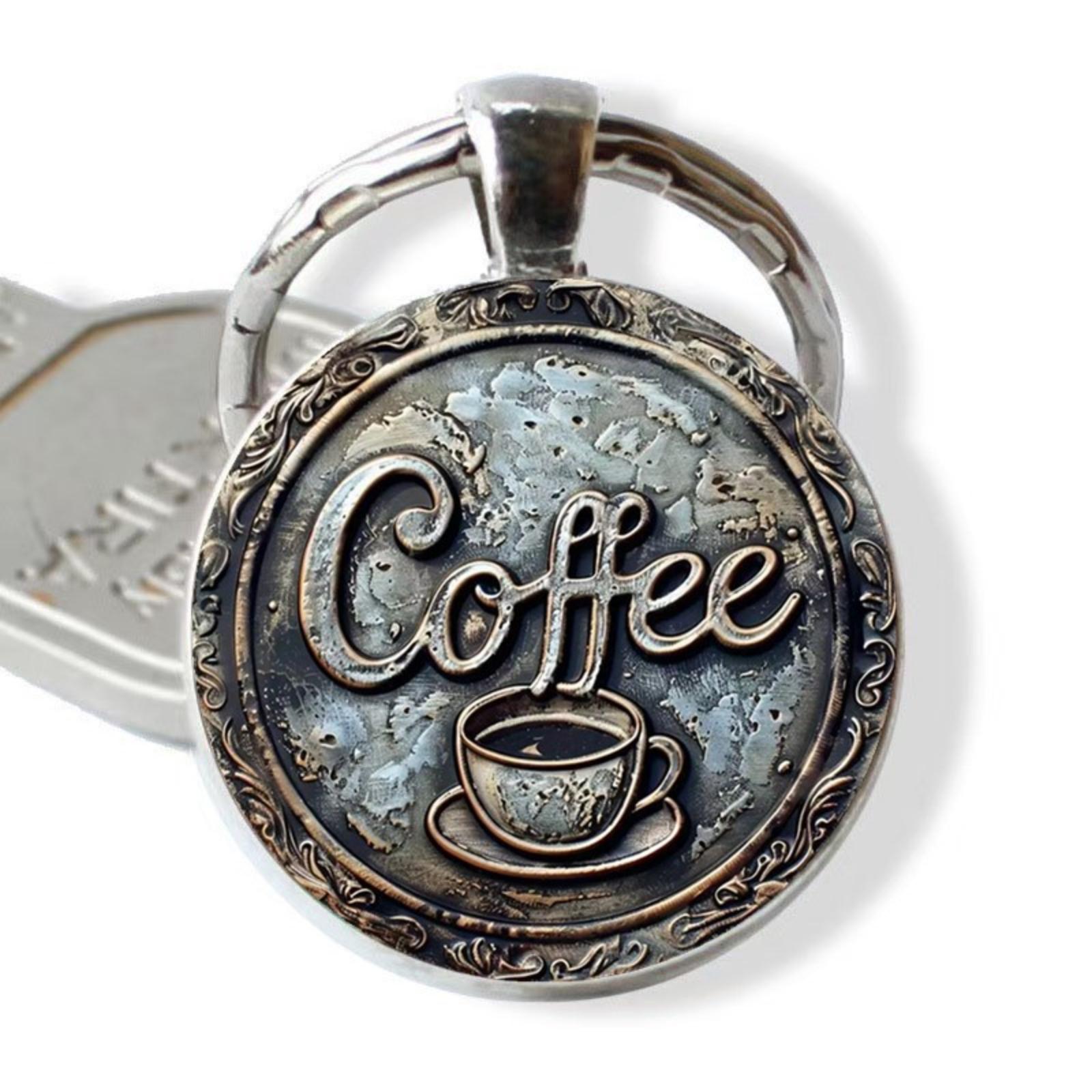 

Round Glass Alloy Keychain with Vintage Style Patterned Frame Durable Metal Key Holder for Everyday Use and Gift Giving One Size