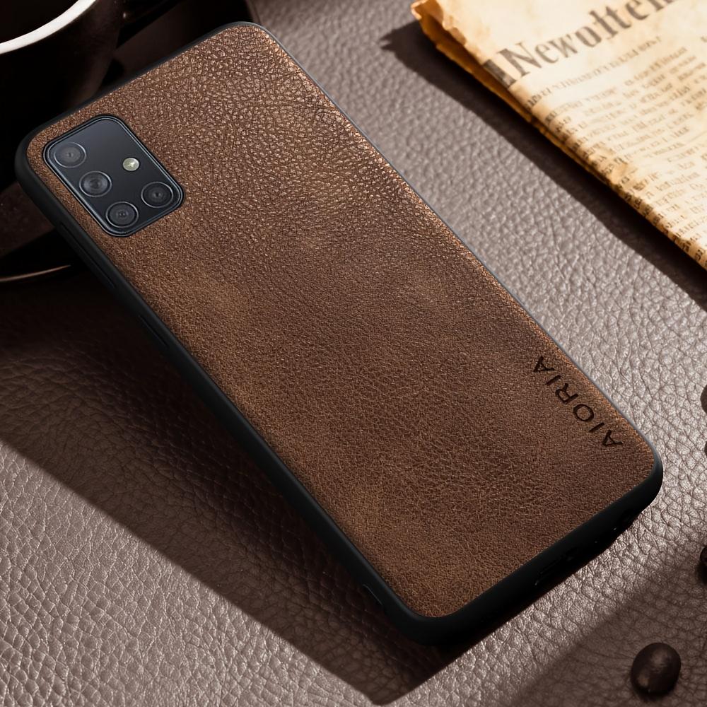 Phone Case: Luxury Case for Samsung Galaxy A71 A51 A11 5G Retro Fashion Natural Texture Solid Color Anti-fingerprints Synthetic Leather Precise