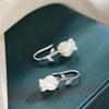 Women's Silver Drop White Hook Earrings [Silver Needle]