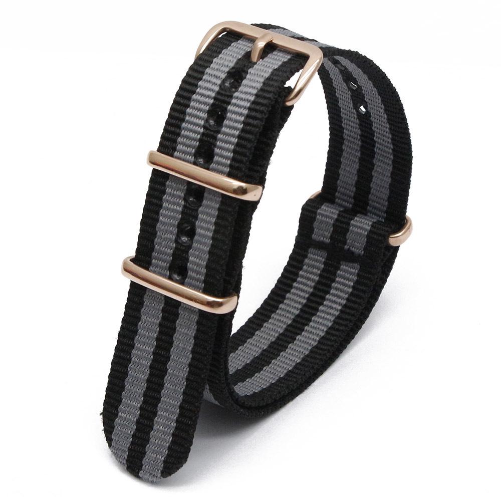 Rose Gold Buckle Nylon Watch Strap - Canvas Replacement for DW Watches