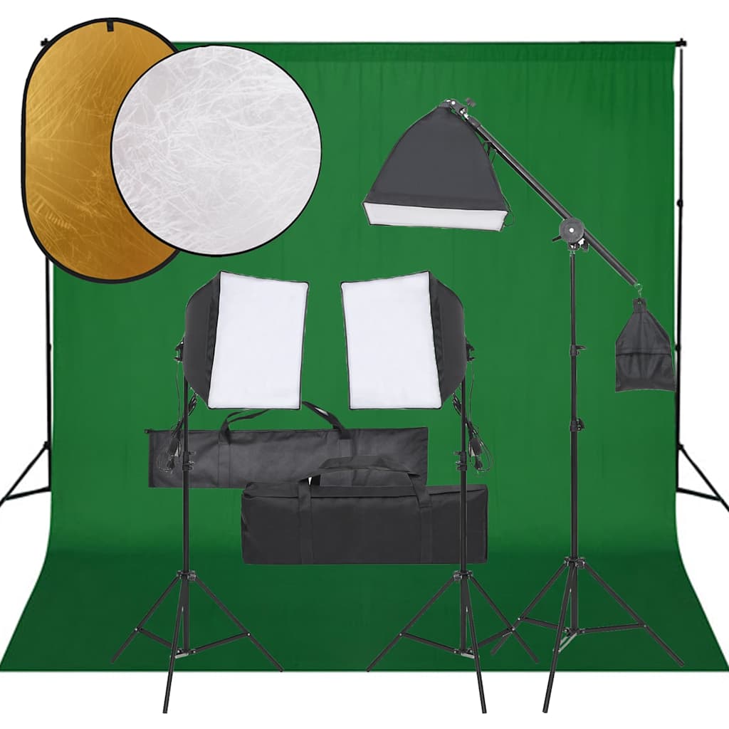 Vidaxl Studio Set With Lamps, Background And Reflectors