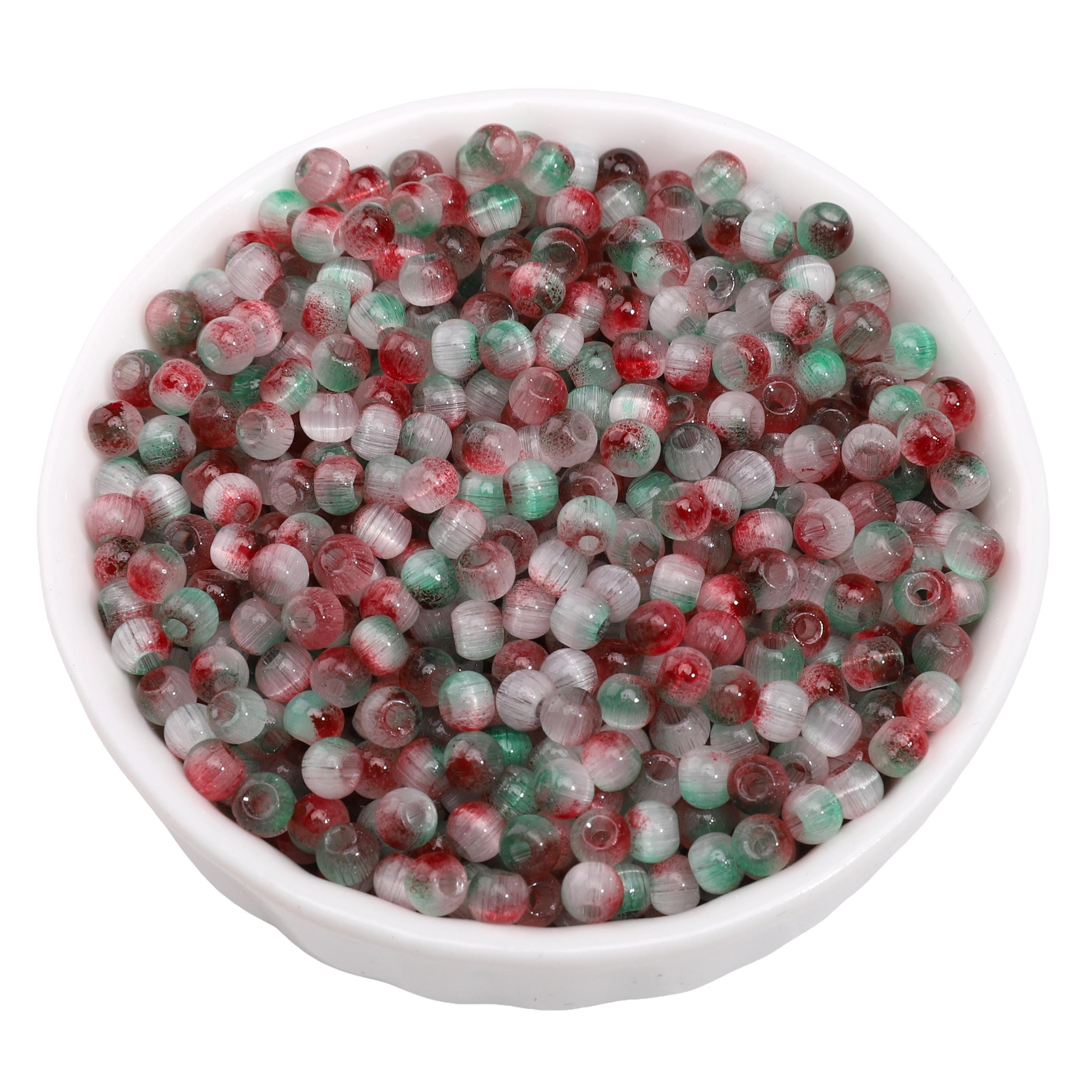 

150 шт. Отечественные высококачественные стеклянные бусины-бисер, разделительные бусины для изготовления ювелирных изделий, аксессуары 4mm 150pcs зелёный/красный